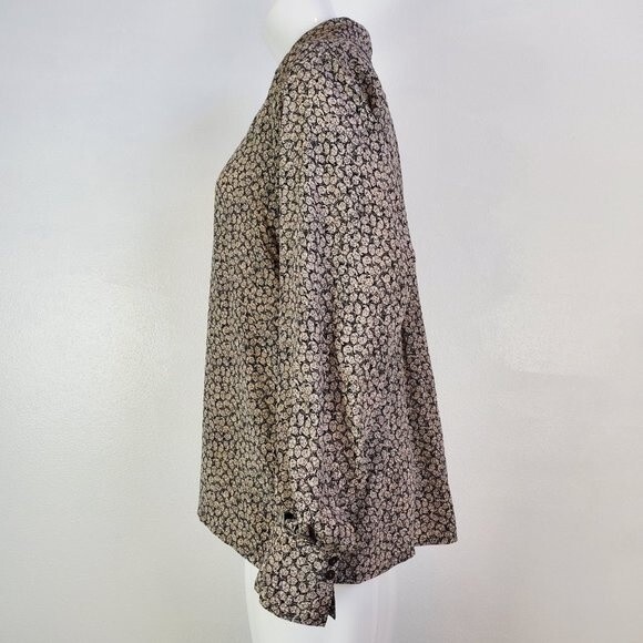Vintage 80's Jaeger Gray Patterned Blouse - Picture 3 of 12